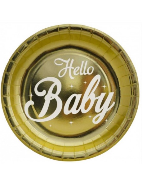 HELLO BABY PRINTED PLATE 23cm (6PCS)