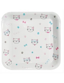 MISS CAT SQUARE PLATES 18CM (8 PCS)