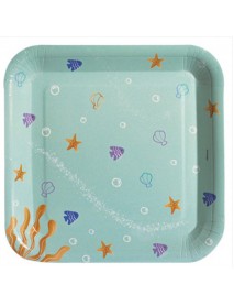 SHINING MERMAID  SQUARE PLATES 18CM (8 PCS)