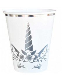 UNICORN SILVER PRINTED CUPS  220/240cc (8PCS)