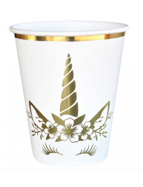 UNICORN GOLD PRINTED CUPS  220/240cc (8PCS)