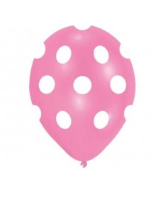 ALL AROUND DOTS PRINTED PINK PASTEL 12" BALLOONS 100 pcs