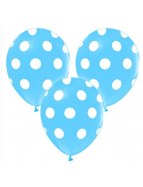 ALL AROUND DOTS PRINTED LIGHT BLUE PASTEL 12" BALLOONS 100 pcs