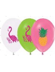 2 COLOR FLAMINGO PRINTED 12" BALLOON 14PCS