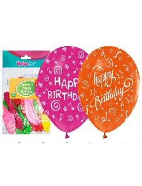 ALL AROUND "HAPPY BIRTHDAY" 12" BALLOONS 14PCS