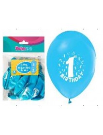 1+1 "HAPPY BIRTHDAY 1 AGE"PRINTED LIGHT BLUE 12" BALLOONS 16PCS