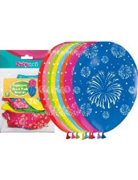 ALL AROUND FIREWORKS PRINTED 12" BALLOONS 14PCS