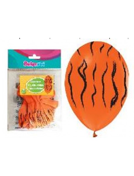 ALL AROUND TIGER PRINTED ORANGE 12" BALLOONS 14PCS