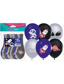 4+1 COSMIC GALAXY PRINTED 12'' BALLOON 12PCS