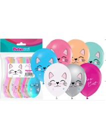 4+1 MISS CAT PRINTED 12'' BALLOON 12PCS