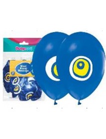 EVIL EYE PRINTED BLUE 12" BALLOONS 16PCS