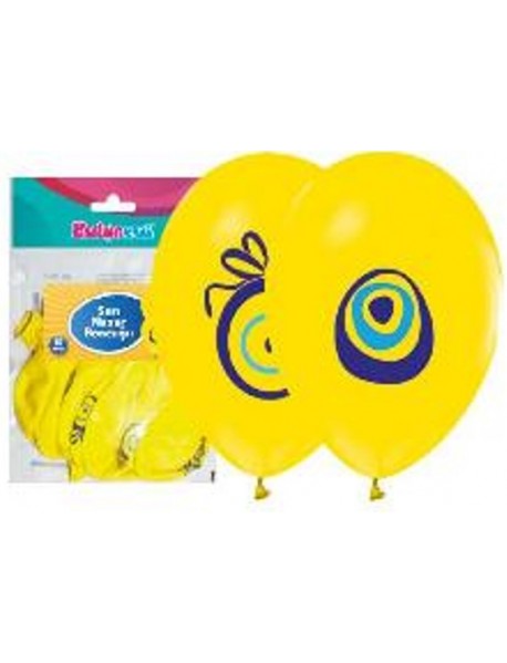 EVIL EYE PRINTED YELLOW 12" BALLOONS 16PCS