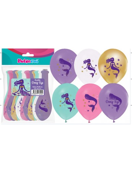 3+1 SHINING MERMAID PRINTED 12'' BALLOON 12PCS