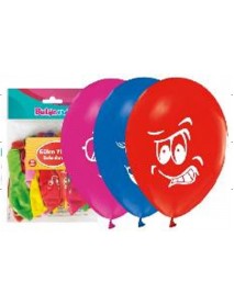 1+1 SMILEY FACE PRINTED 12" BALLOONS 16PCS