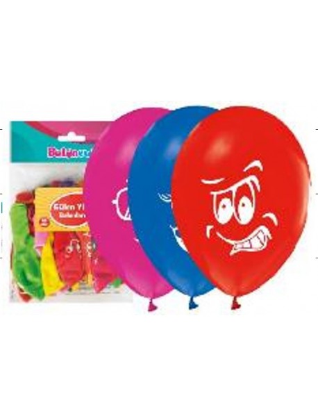 1+1 SMILEY FACE PRINTED 12" BALLOONS 16PCS