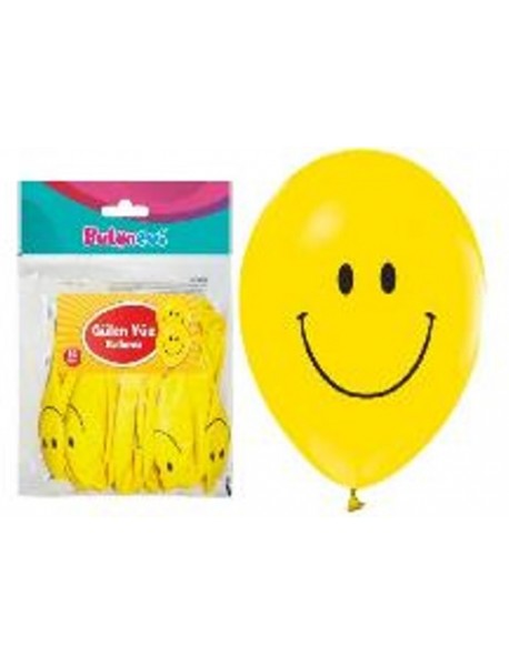 SMILEY FACE PRINTED 12" BALLOONS 16PCS