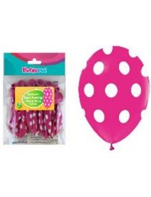 ALL AROUND WHITE DOTS PRINTED RUBY 12" BALLOONS (14PCS)