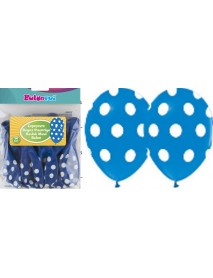 ALL AROUND WHITE DOTS PRINTED 12" BLUE BALLOON (14 PCS)