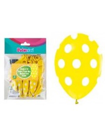 ALL AROUND WHITE DOTS PRINTED YELLOW 12" BALLOONS (14PCS)