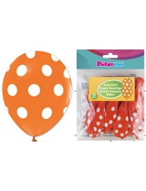 ALL AROUND WHITE DOTS PRINTED 12" ORANGE BALLOON (14 PCS)