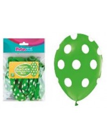 ALL AROUND WHITE DOTS PRINTED LIGHT GREEN 12" BALLOONS (14PCS)