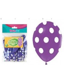 ALL AROUND WHITE DOTS PRINTED LIGHT VIOLET 12" BALLOONS (14PCS)