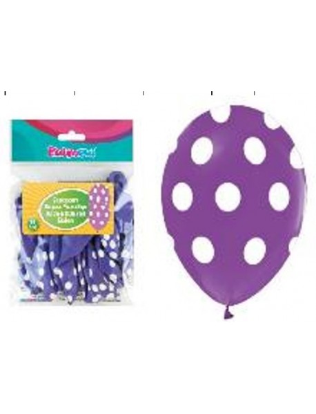 ALL AROUND WHITE DOTS PRINTED LIGHT VIOLET 12" BALLOONS (14PCS)