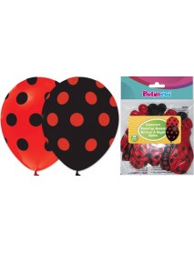 ALL AROUND BLACK&RED DOTS PRINTED ASSORTED BLACK&RED 12" BALLOON (14 PCS)