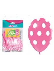 ALL AROUND DOTS PRINTED PINK 12" BALLOONS 14PCS