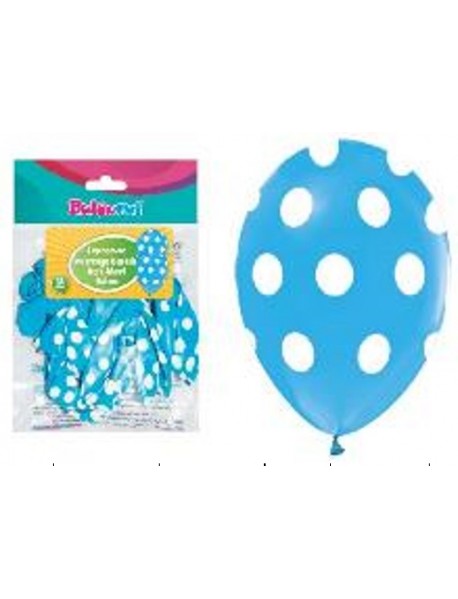 ALL AROUND DOTS PRINTED LIGHT BLUE 12" BALLOONS 14PCS