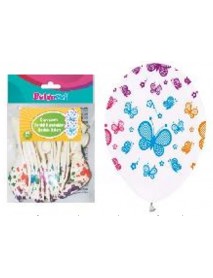 ALL AROUND BUTTERFLIES PRINTED WHITE 12" BALLOONS 14PCS