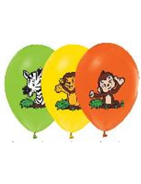 4 COLOR SAFARI PRINTED 12" BALLOON 12PCS