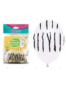 ZEBRA PRINTED WHITE 12" BALLOONS 14PCS