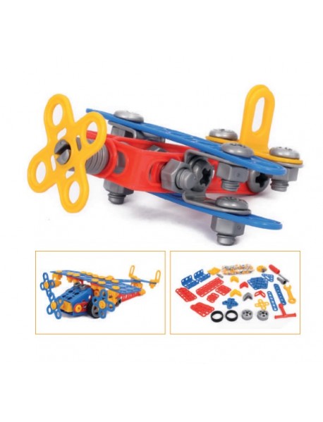 Construction set Young Engineer - Aeroplane, 186 pcs (container)